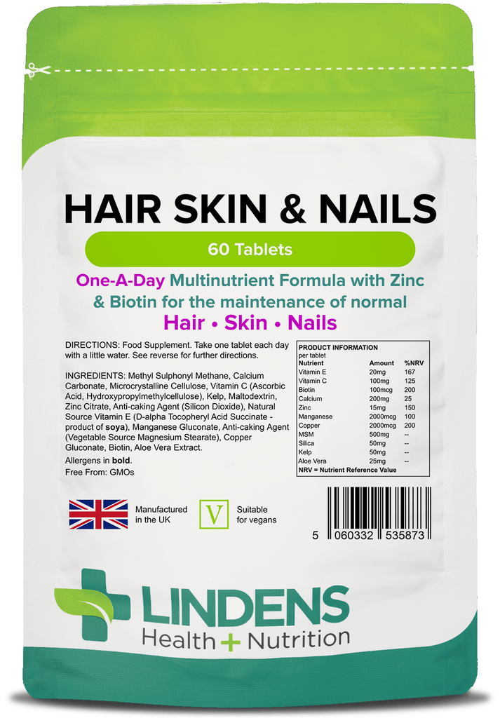 Lindens Hair Skin & Nails ONE A DAY 60 Tablets | Vitaminz
