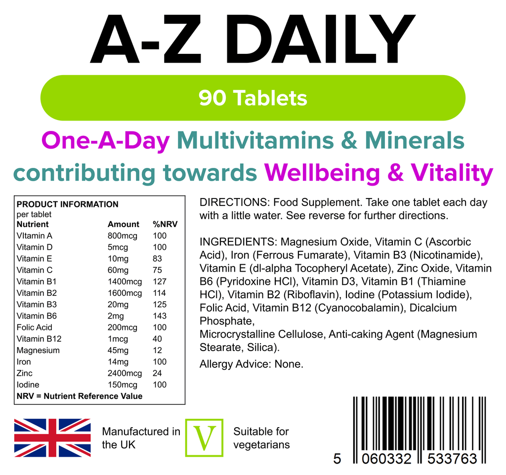 Multivitamins A-Z Daily Tablets 90 Tablets