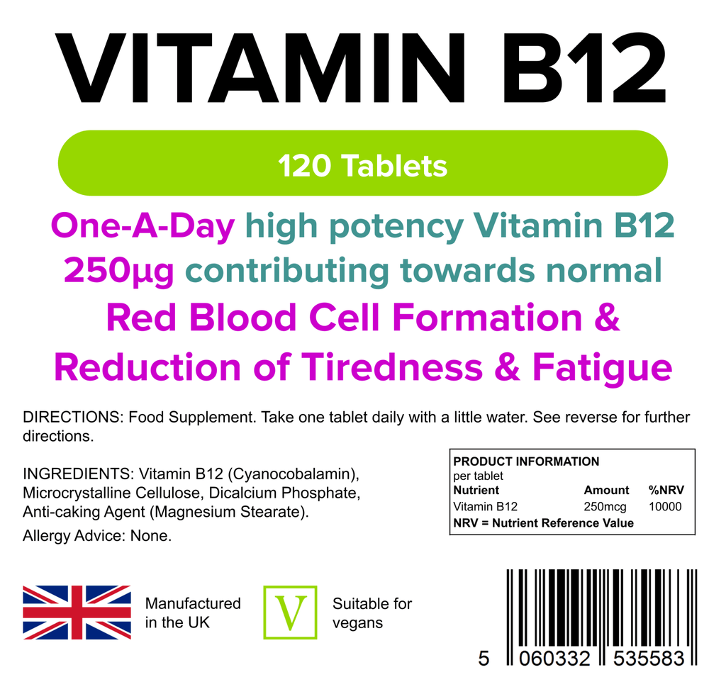 Vitamin B12 250mcg Tablets 120 Tablets