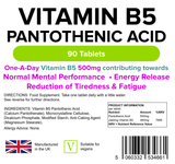 Vitamin B5 Pantothenic Acid 500mg Tablets 90 Tablets